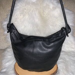 Vintage Brio Black Leather Bucket Handbag/Purse